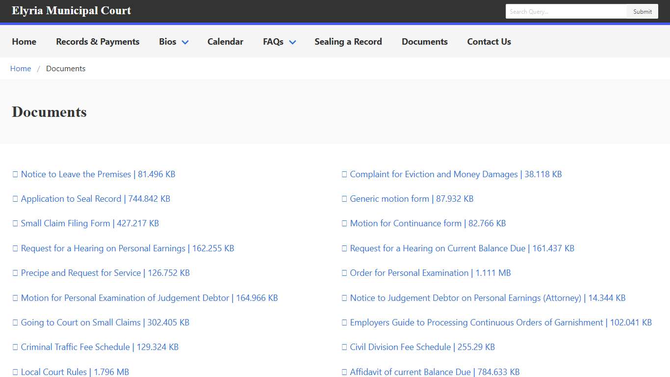 Elyria Municipal Documents